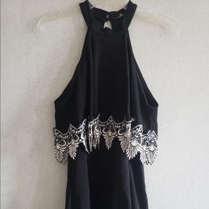 Embroidered Black Romper